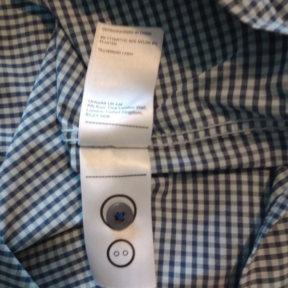 Mens Untuckit Godello Blue Check Button-Up Shirt Short Sleeve Size XXXL 3XL - Picture 16 of 16